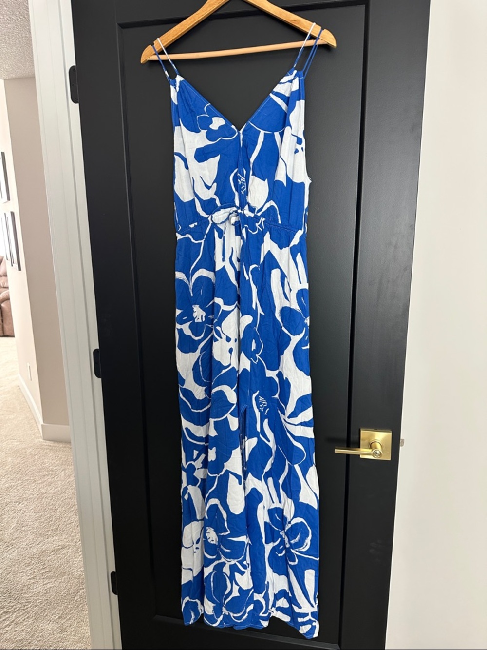 Elan Blue and White Floral Swim Coverup Maxi Dress
